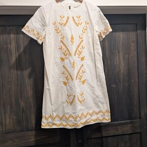 LOFT White and Cream Embellished Sheath Dress